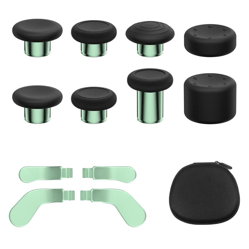 KD.FLY 13-in-1 Metal Thumbsticks Replacement Kits for Xbox Elite Series 2, Xbox Elite 2 Controller Accessories, Includes Magnetic Joysticks, Paddles, Silicone Caps, Storage Bag, Macaron Green - Image 1